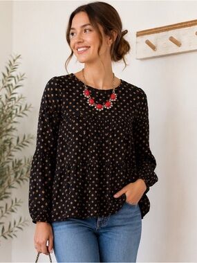Madewell Silk Heart Blouse and Stella & Dot Necklace